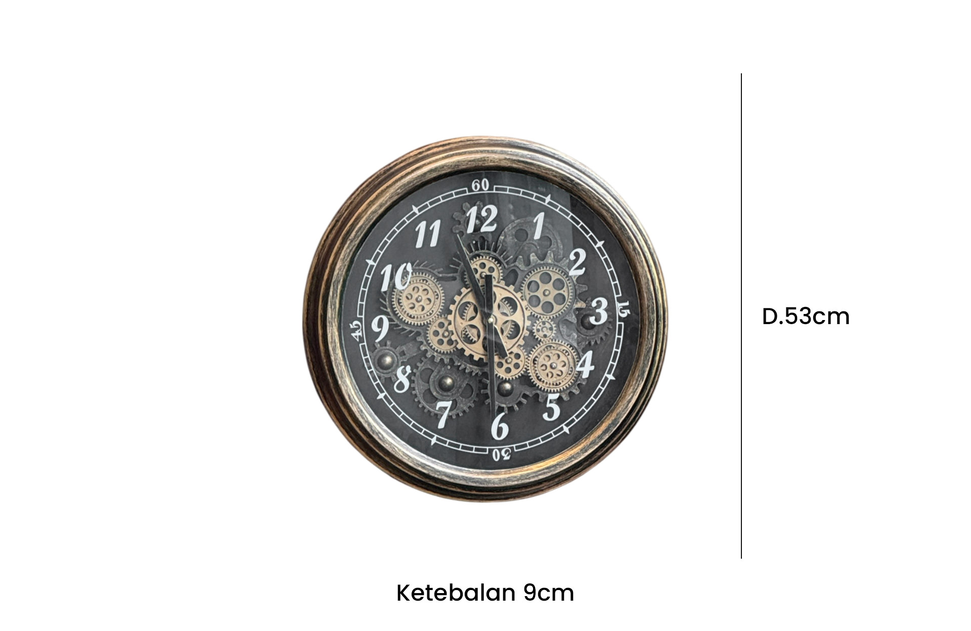 Home Decor 48063 Gear Clock Front View Size