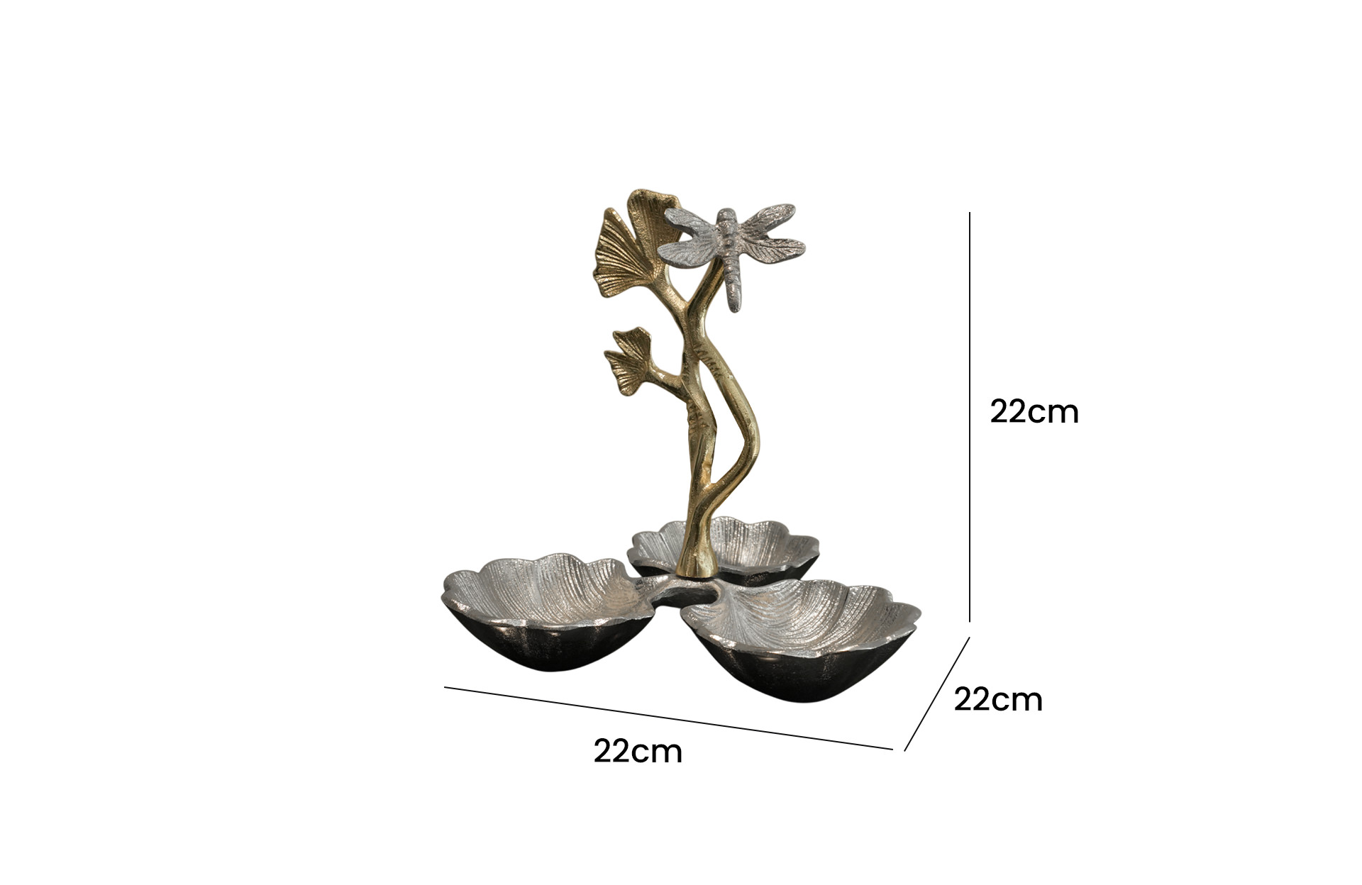 Home Decor 78316-DS Gingko Leaf-Nut Bowl Side View Size