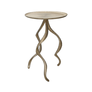 Home Decor 78319 Antler Side Table-Metal Top Ribbed Side View