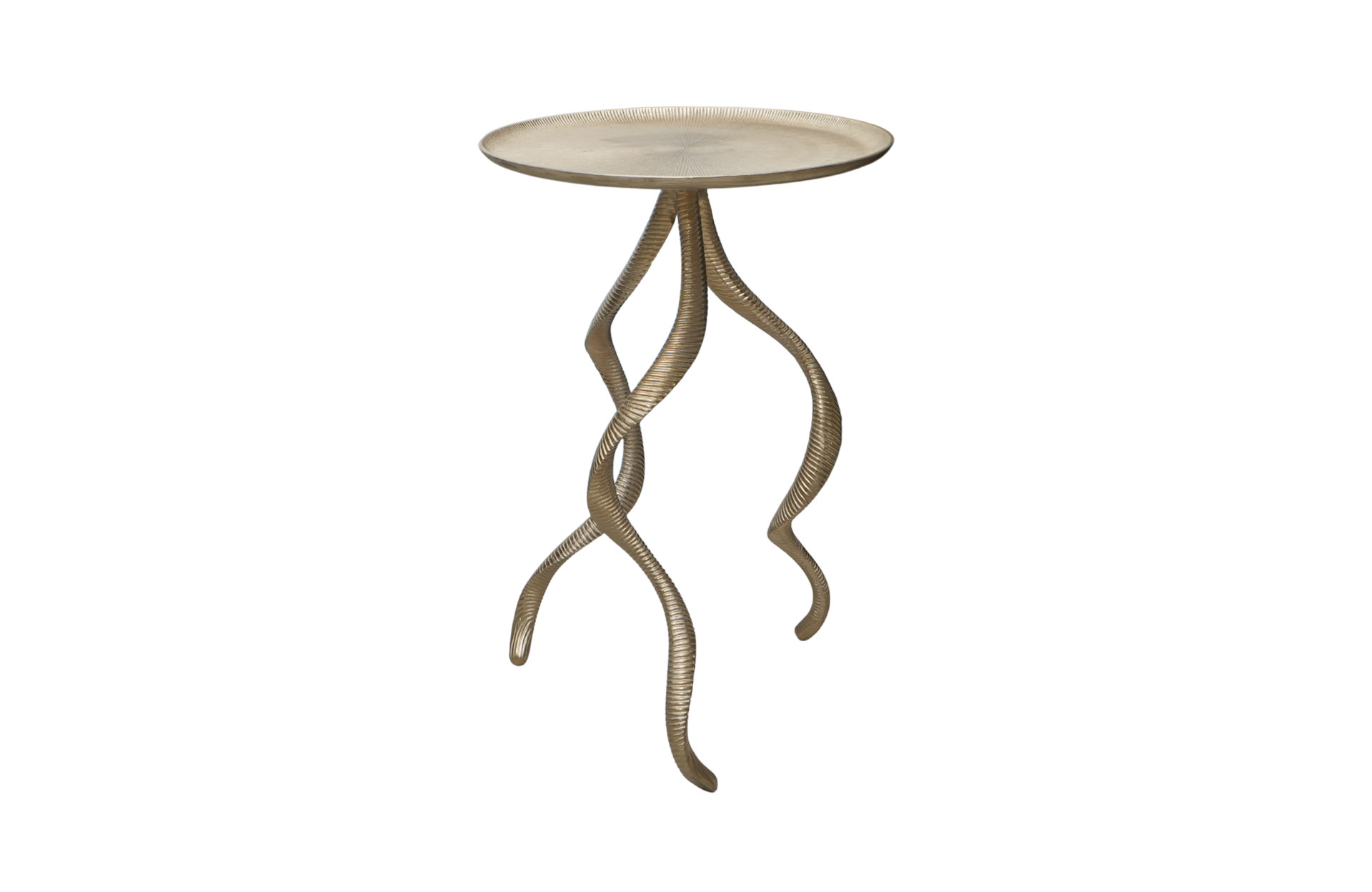 Home Decor 78319 Antler Side Table-Metal Top Ribbed Side View