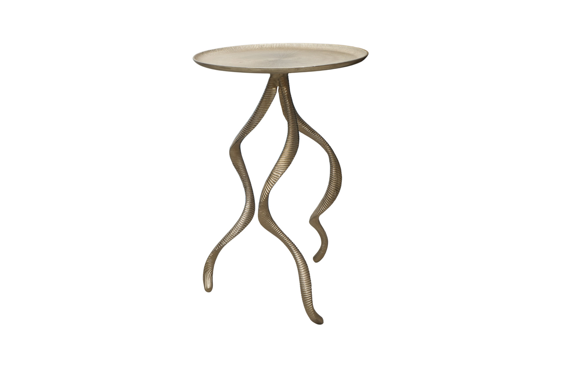Home Decor 78319 Antler Side Table-Metal Top Ribbed Front View