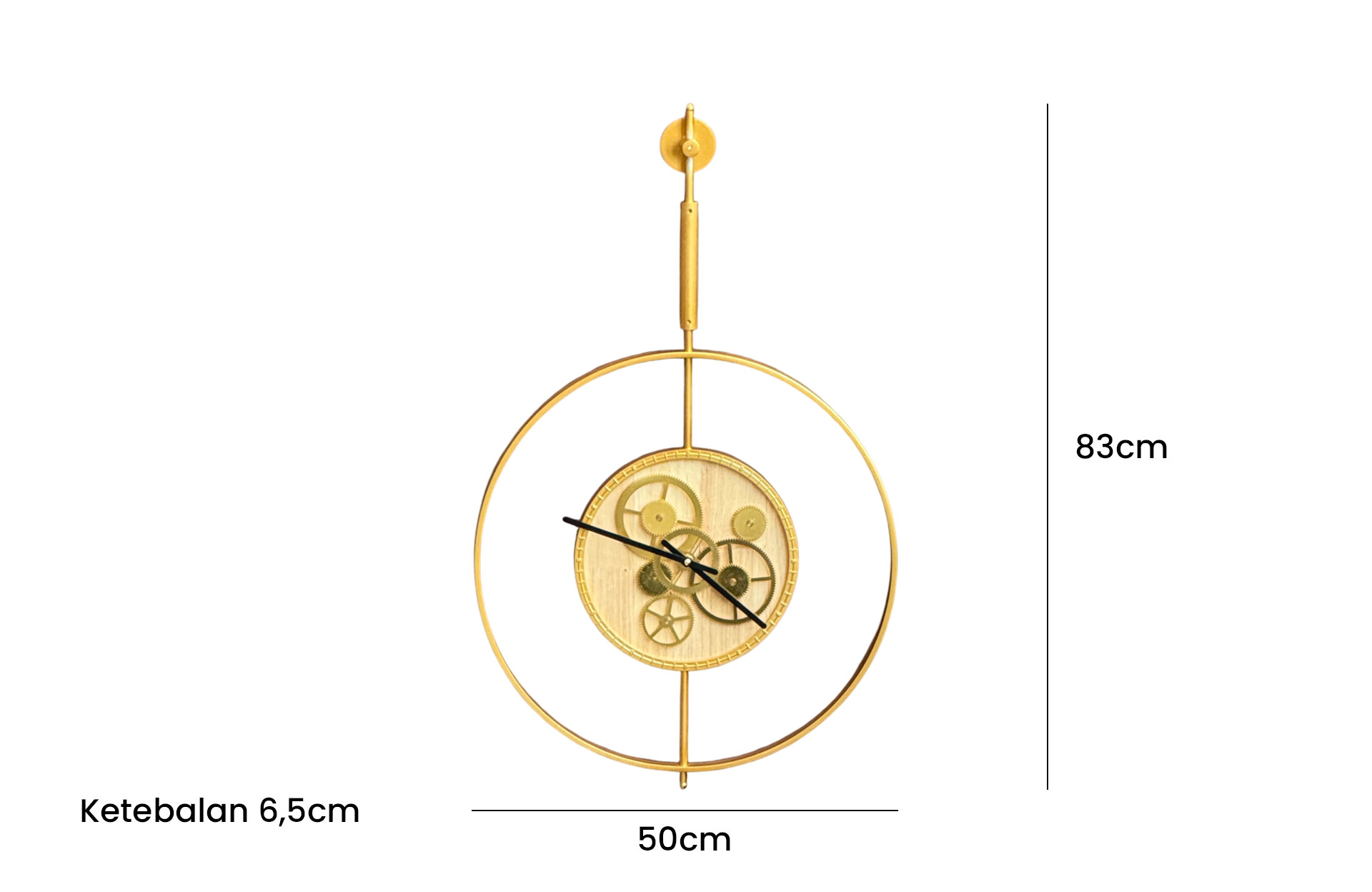 Home Decor 83622-DS Gear Clock Front View Size