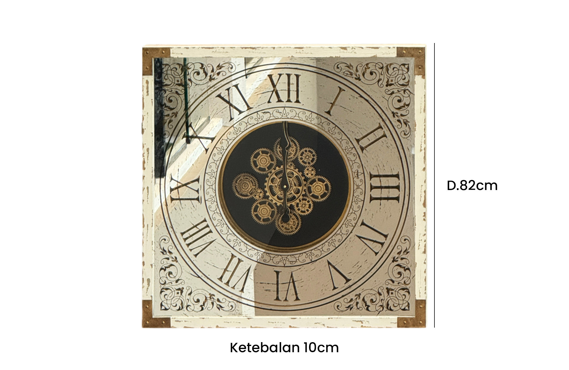 Home Decor 86840 Gear Clock Front View Size