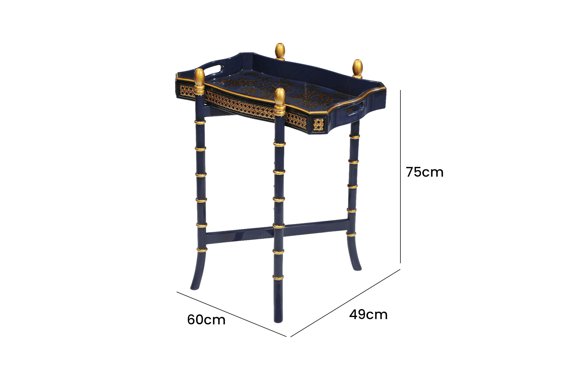 Home Decor Chinoiserie Side Table with Serving Tray 35141 Side View Size