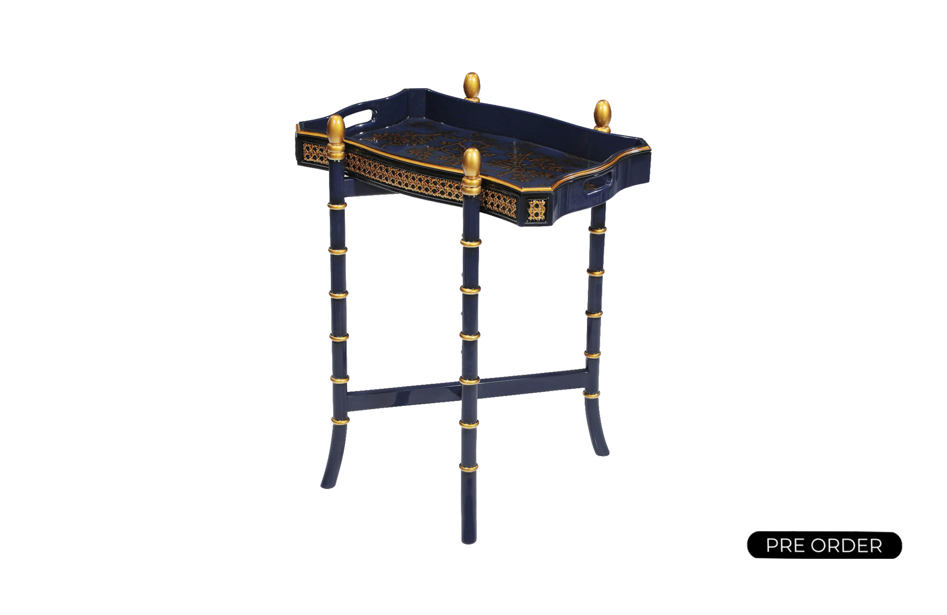 Chinoiserie Side Table with Serving Tray 35141