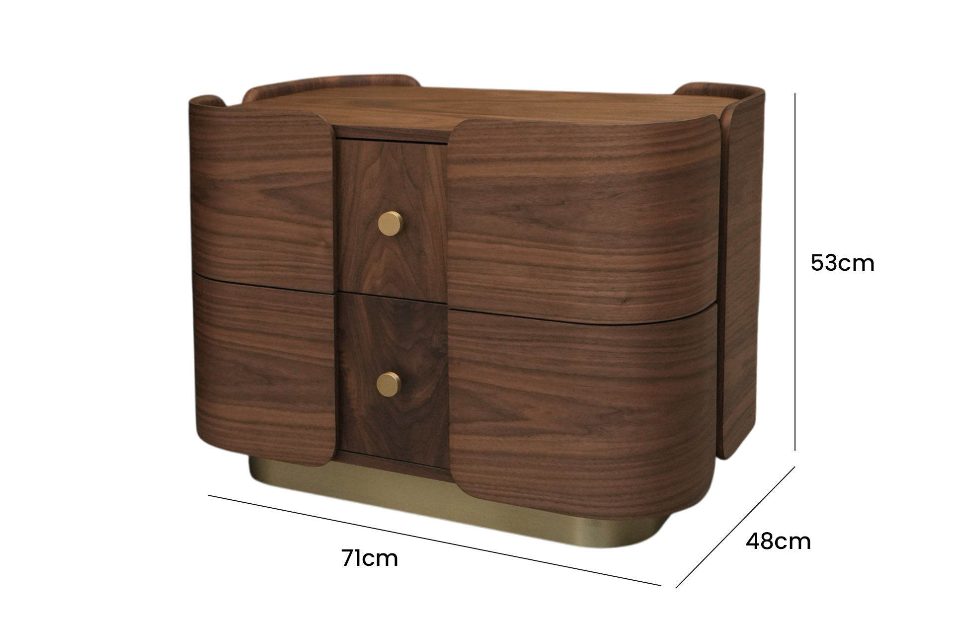 Home Decor Cordoba Nightstand Side View Size