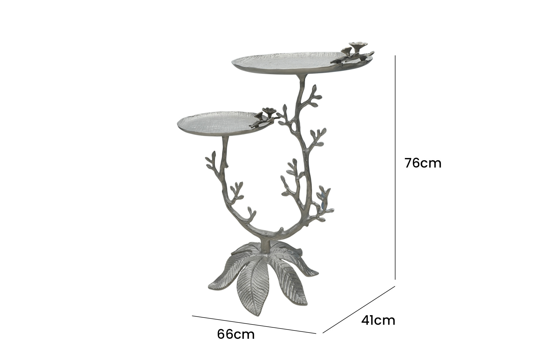 Home Decor D5574 Floral 2-Tiered Accent Table Side View Size
