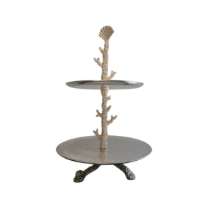 Home Decor D8418 2-Tier Coral Tray Stand Front View
