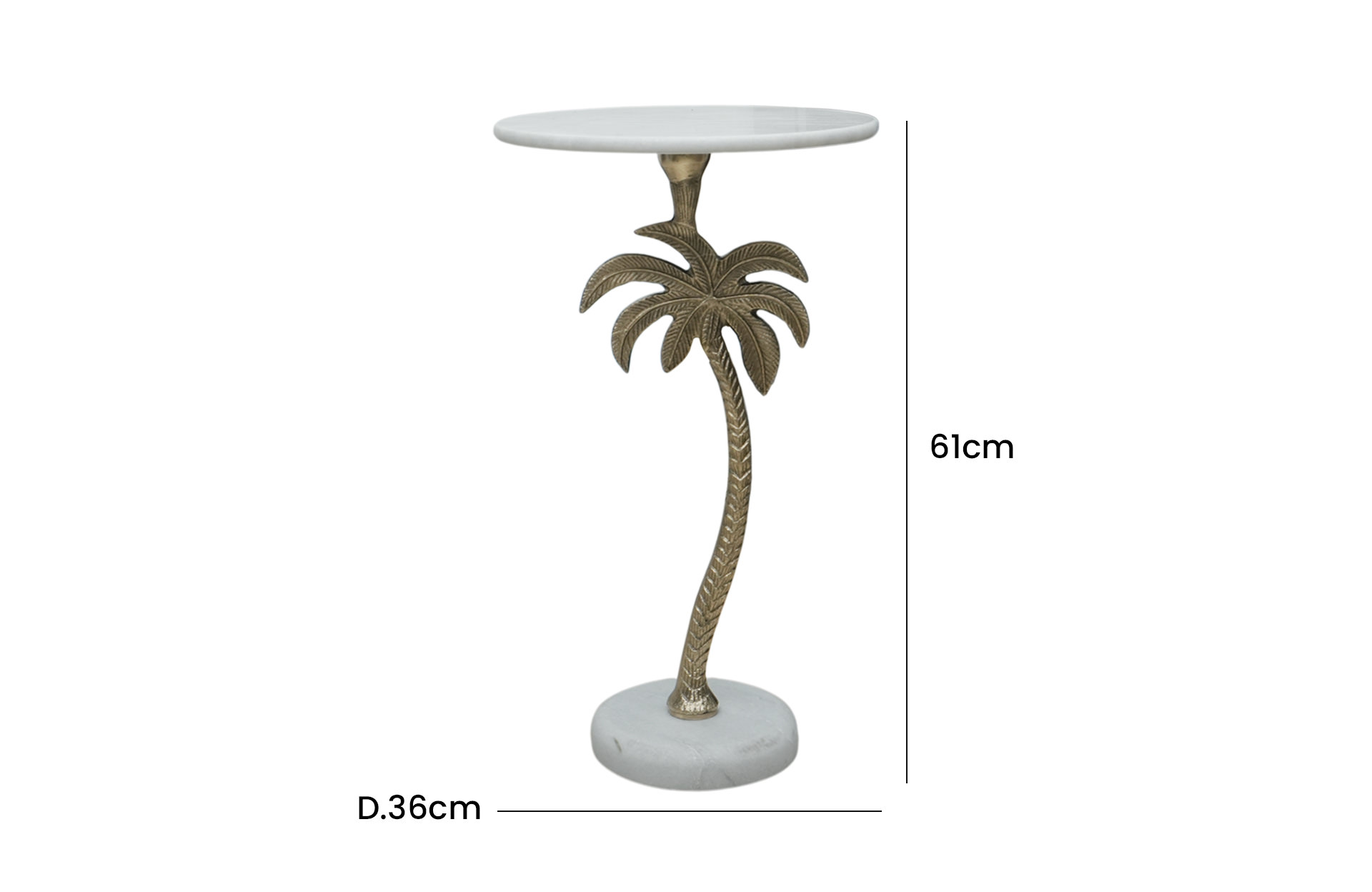 Home Decor D8428 Palm Tree Side Table Side View Size