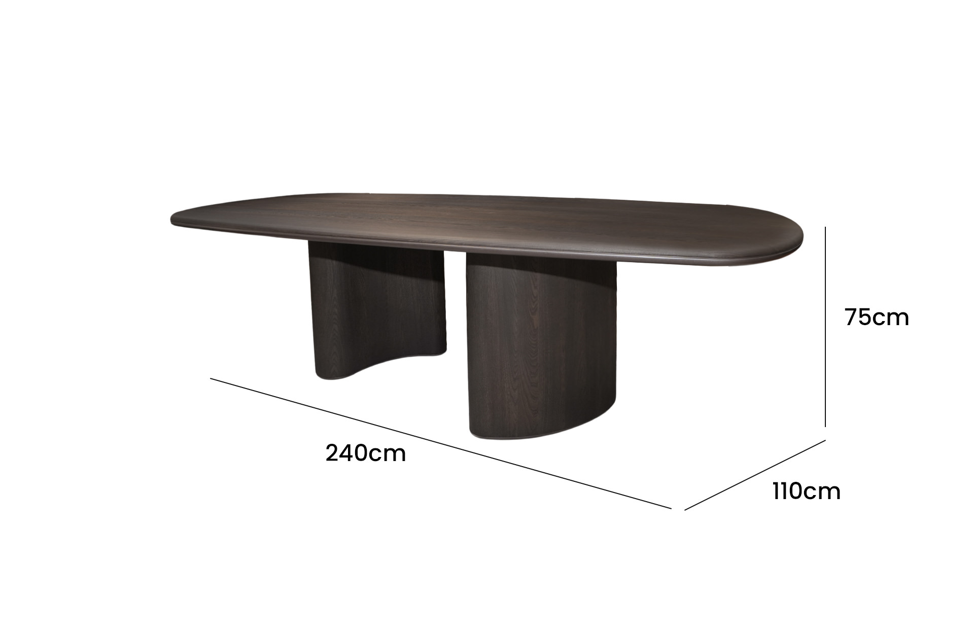 Home Decor Dining Table 068T2.4 Side View Size