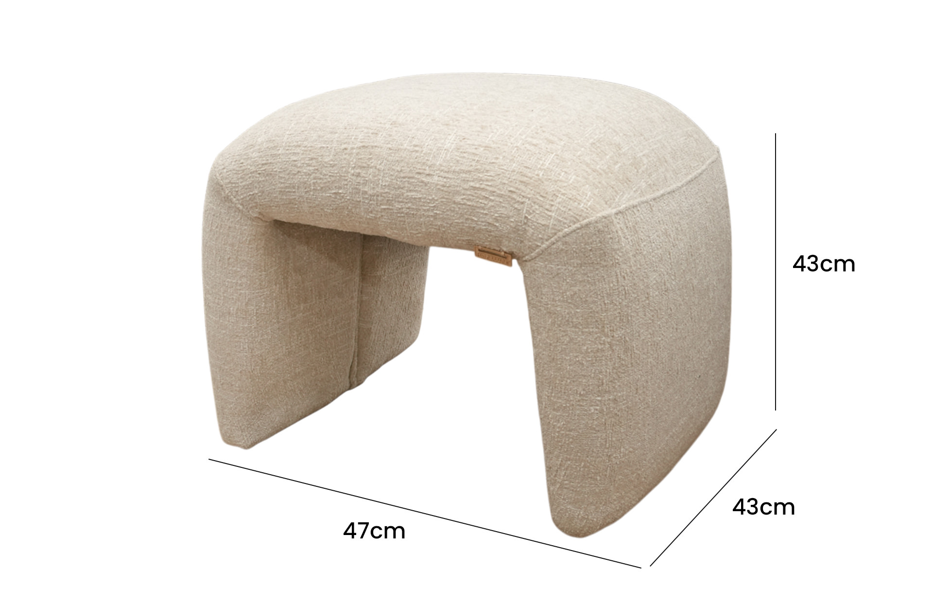 Home Decor Rake Ottoman Small Side View Size