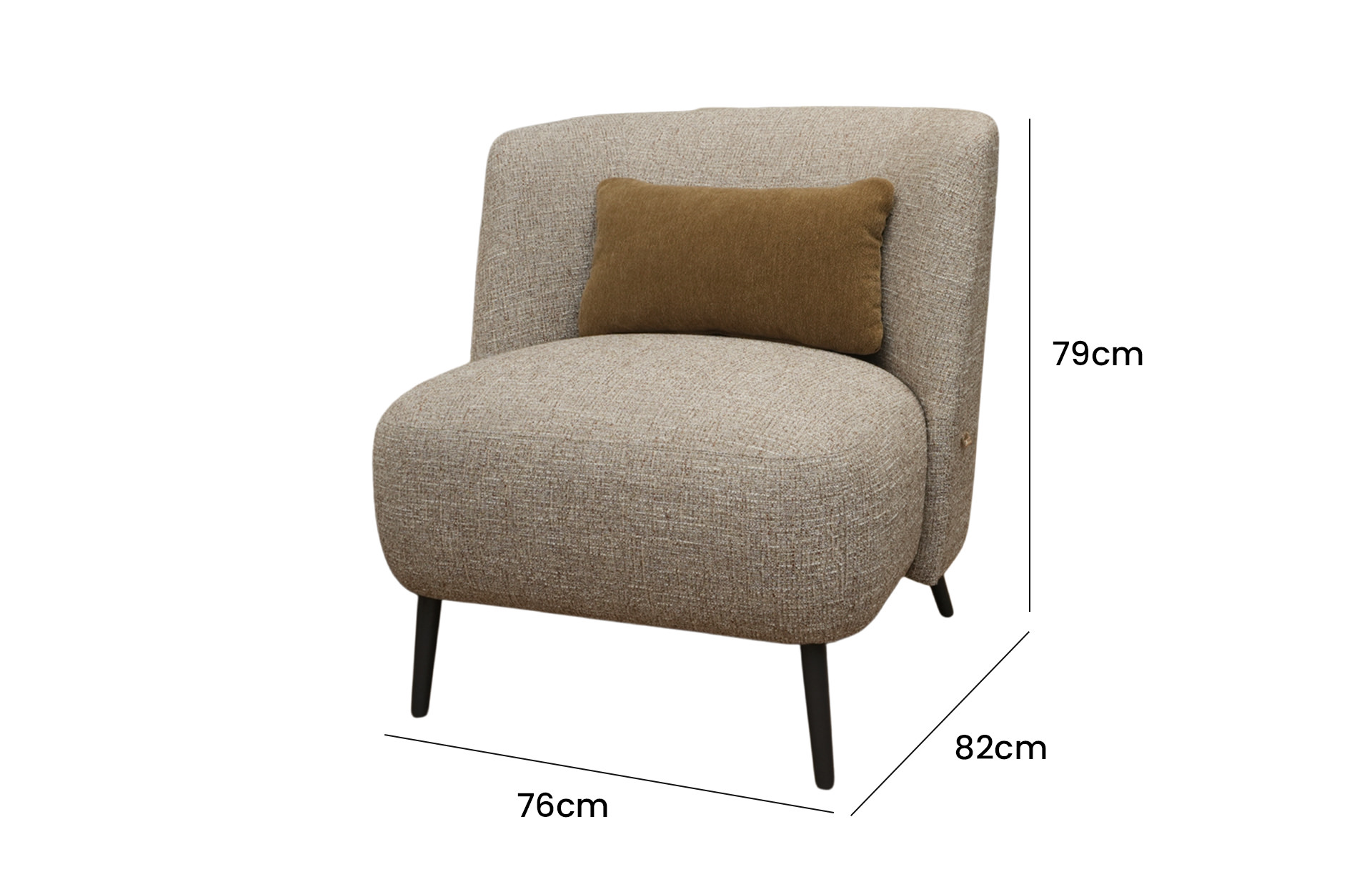 Home Decor Yarrow Arm Chair Side View Size