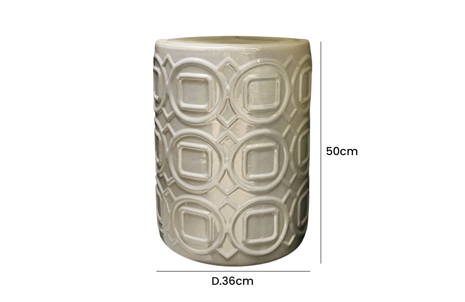 Home Decor 60080 Shelby Iridescent Glaze Ceramic Garden Stool Side View Size