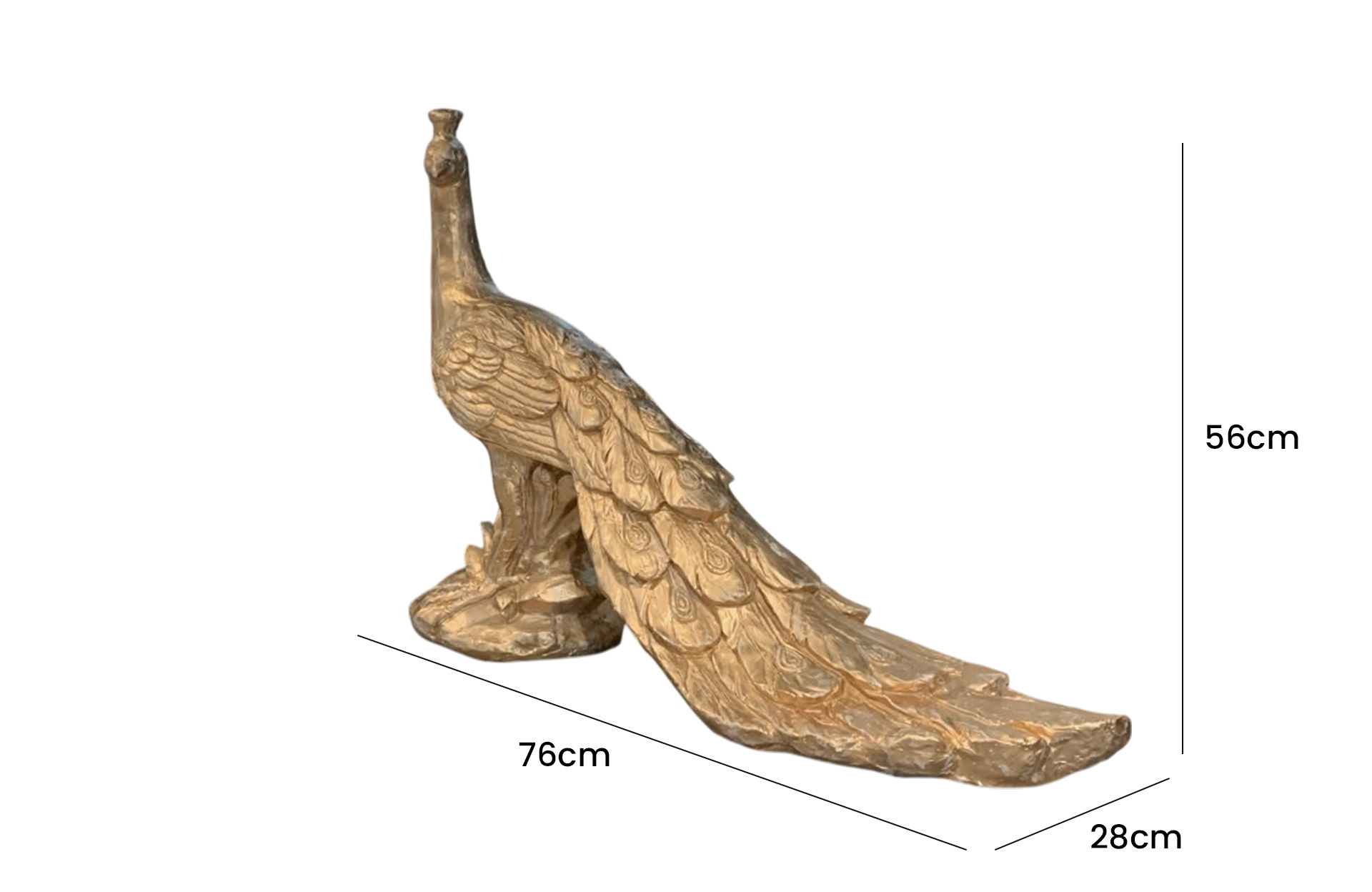Home Decor 74718 Peacock SIde / Back View Size