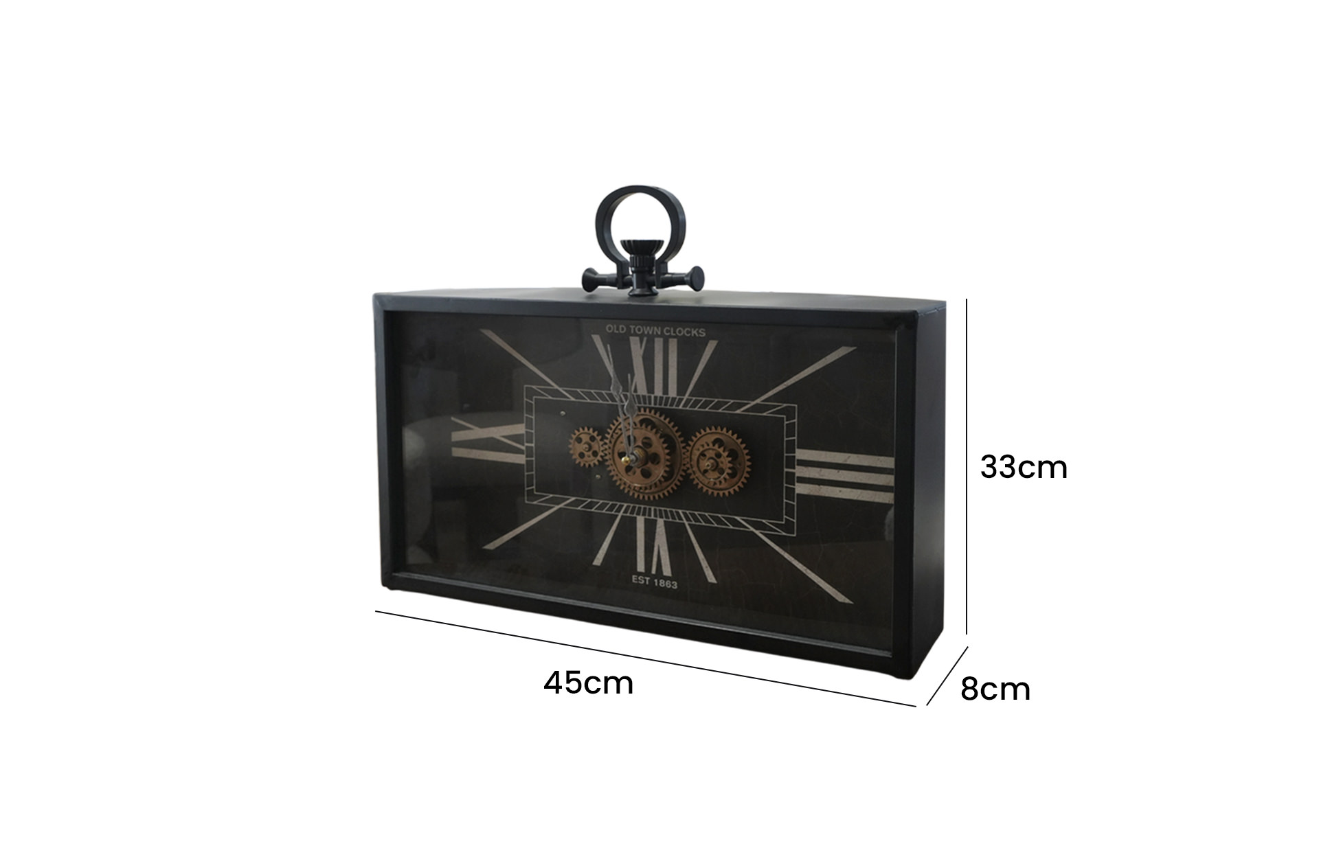 Home Decor 78665 Gears Table Clock Side View Size