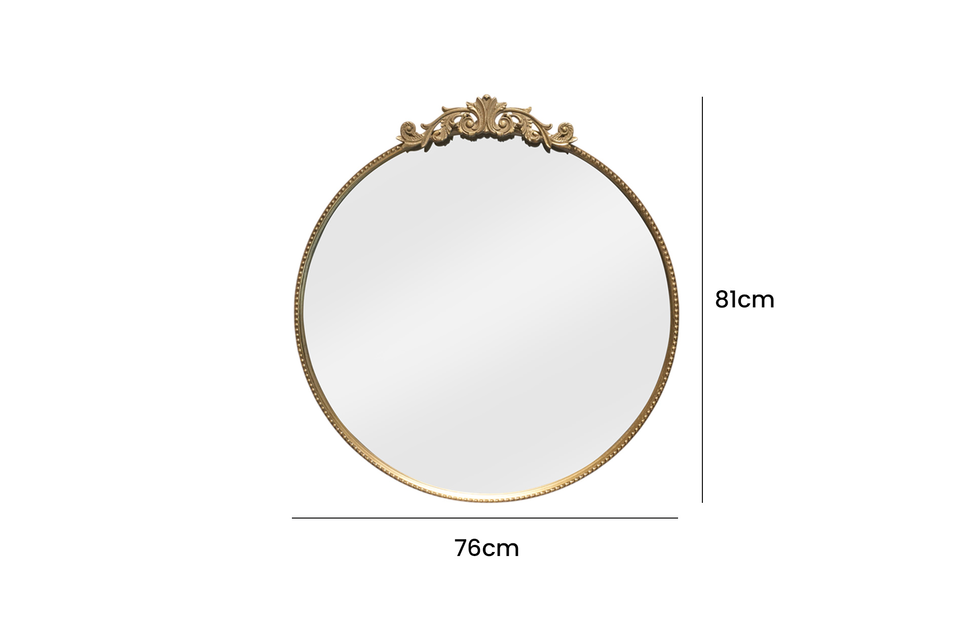 Home Decor 82189 Dia Gold Mirror Front View Size