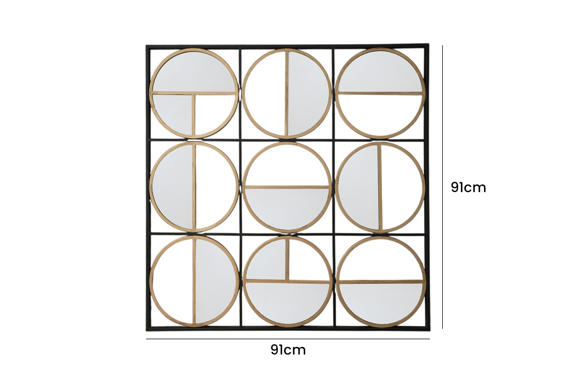 Home Decor 83732-DS Metal Wall Mirror Front View Size
