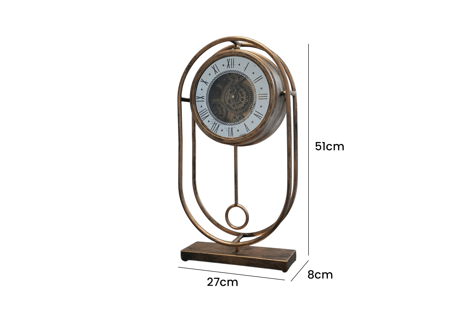 Home Decor 86842 Table Gear Clock Side View Size
