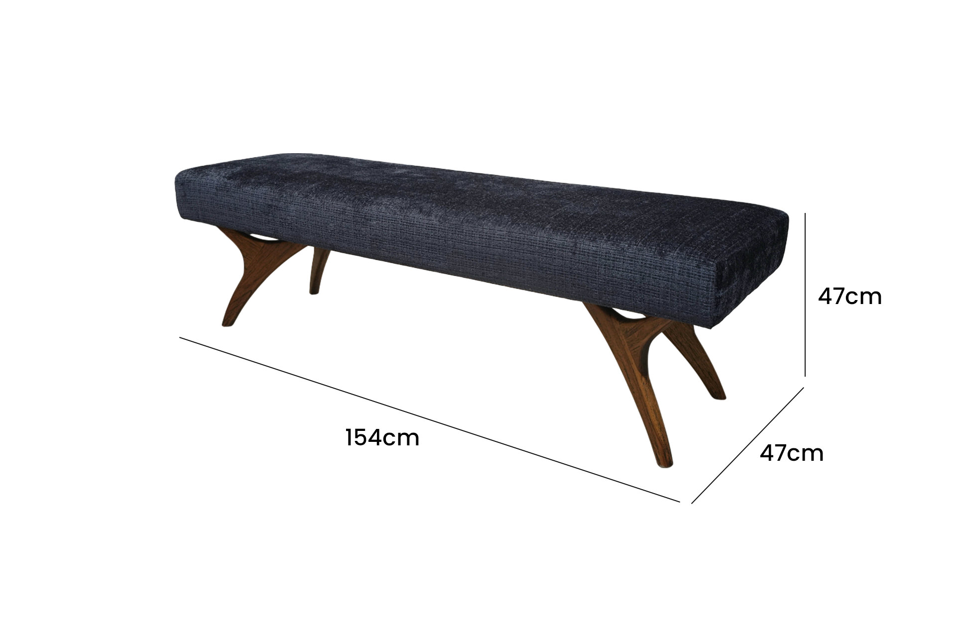Home Decor Aletta Bench YFB-19 Side View Size