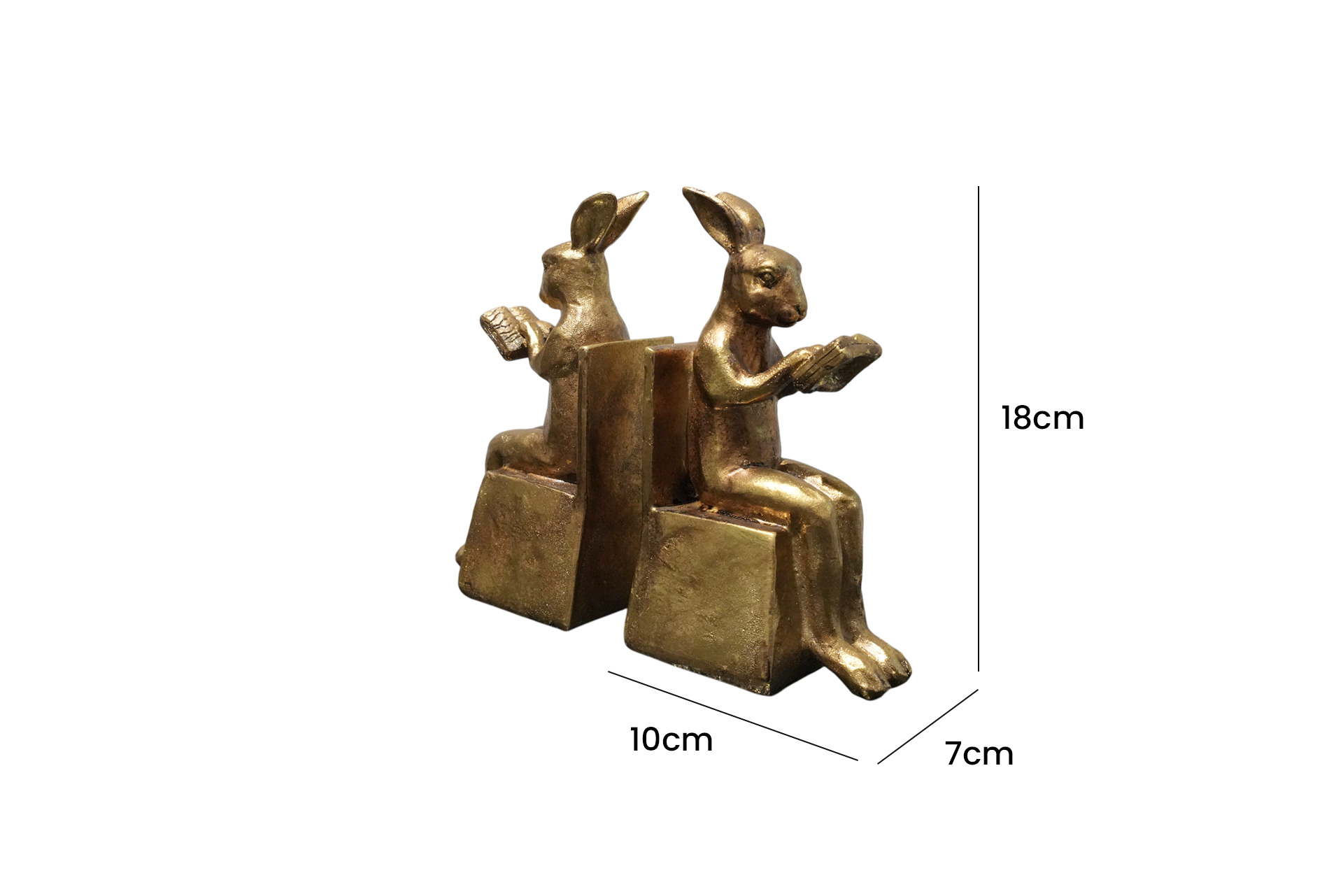 Home Decor B8966 S2 Bunny Bookends Side View Size