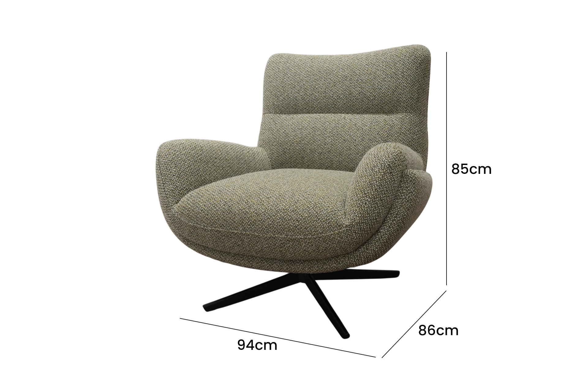 Home Decor Cove Swivel Armchair KF-A2591 Side View Size