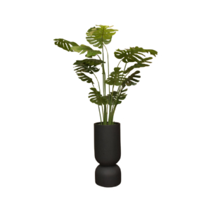 Home Decor GCR316S Vase Small Black Doff & Monstera 160 B Front View