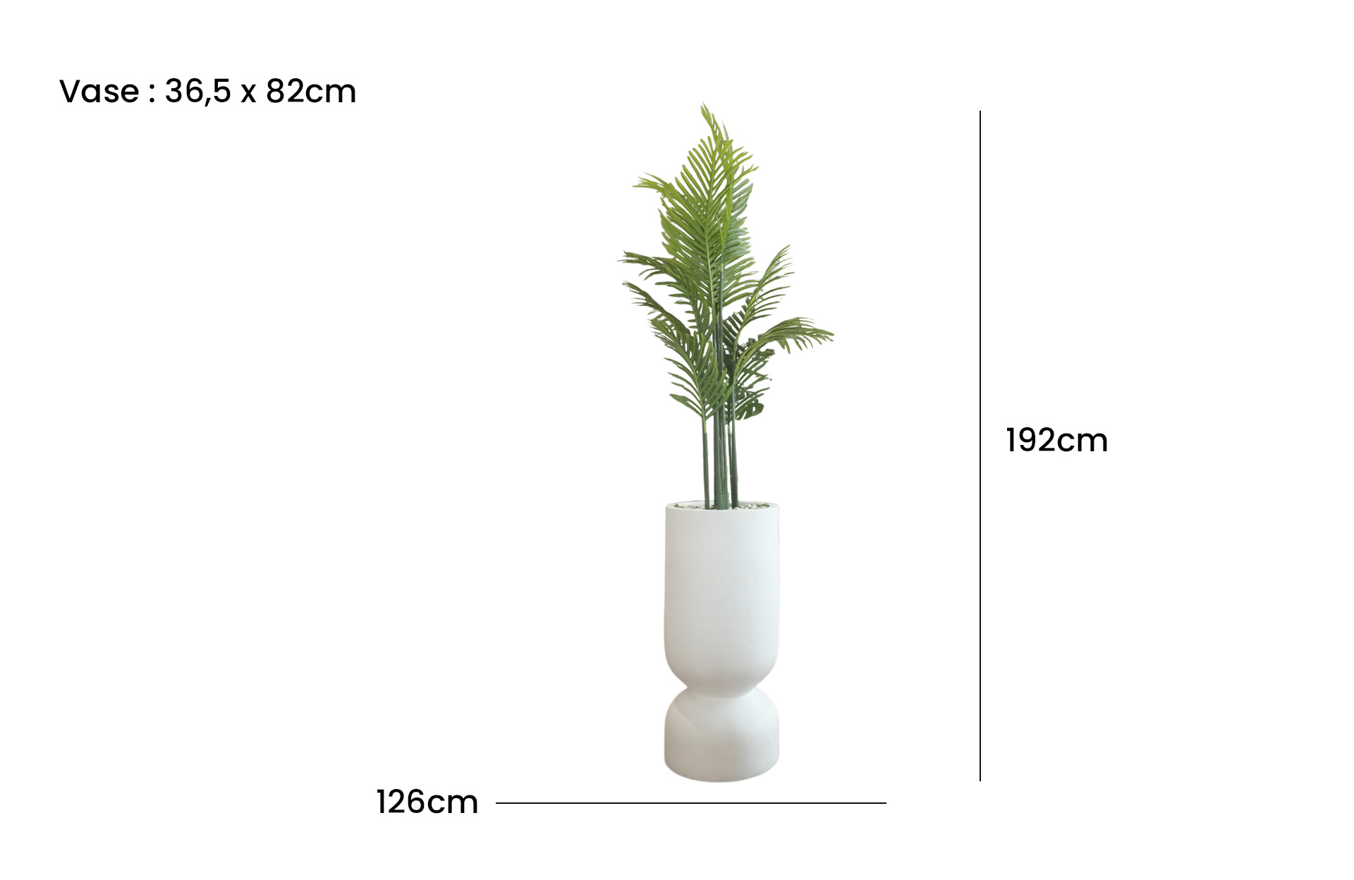 Home Decor GCR316S Vase Small White Doff & Palem 150 Front View Size