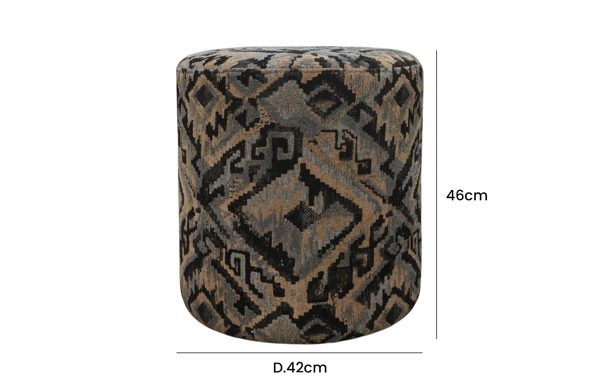 Home Decor Marrouna Stool WLM Jet Front View Size