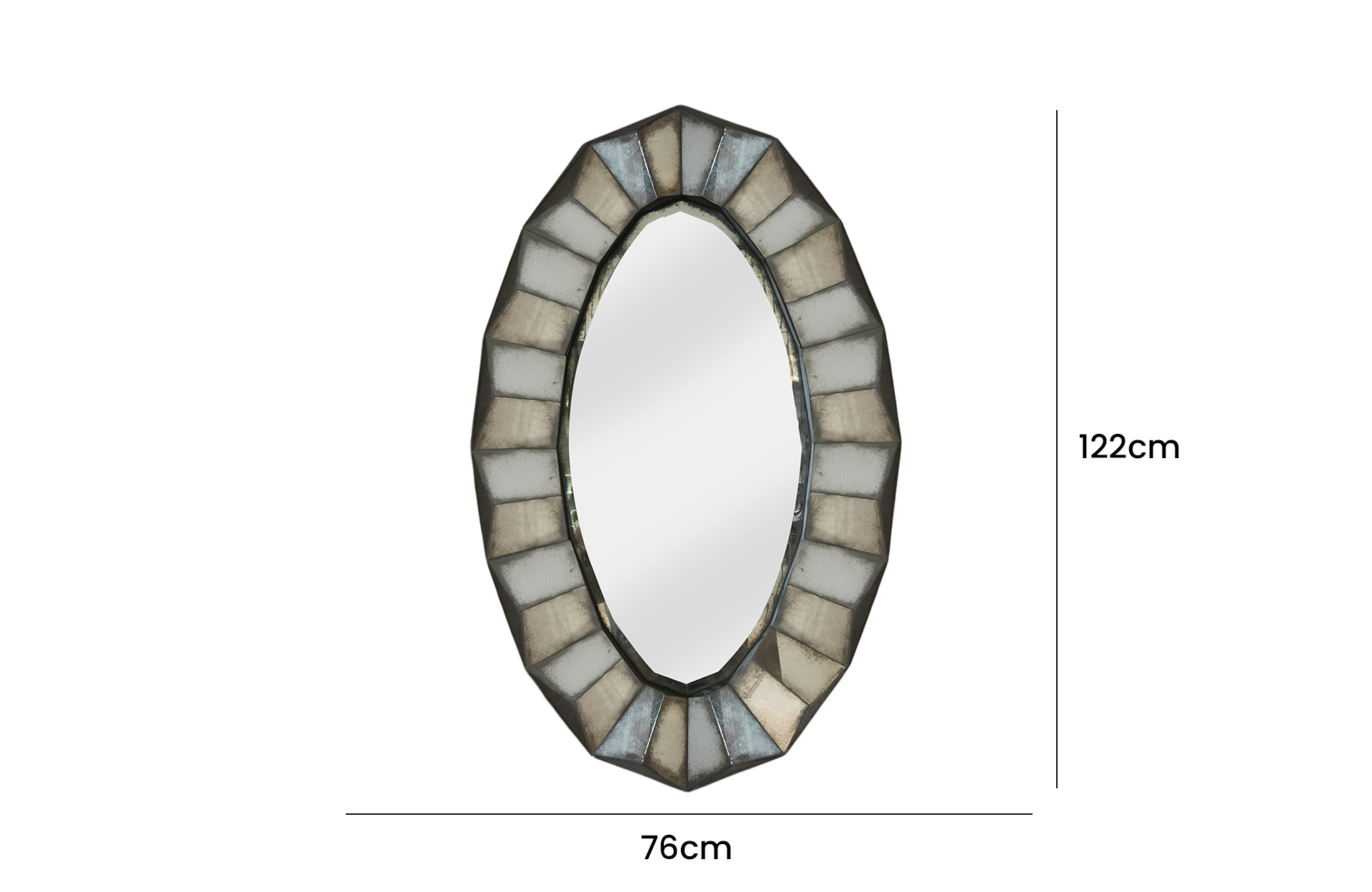 Home Decor Mirror Oval Front View SIze