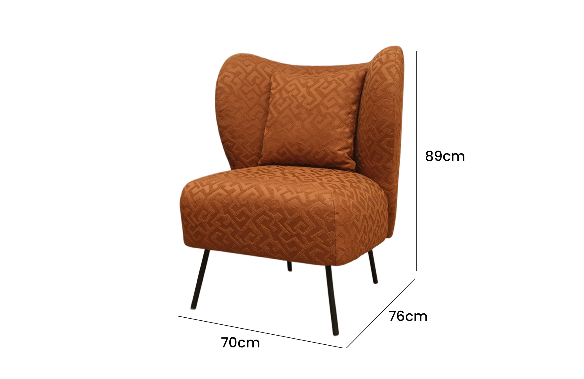 Home Decor Moira Armchair AP 09 Rust Side View Size