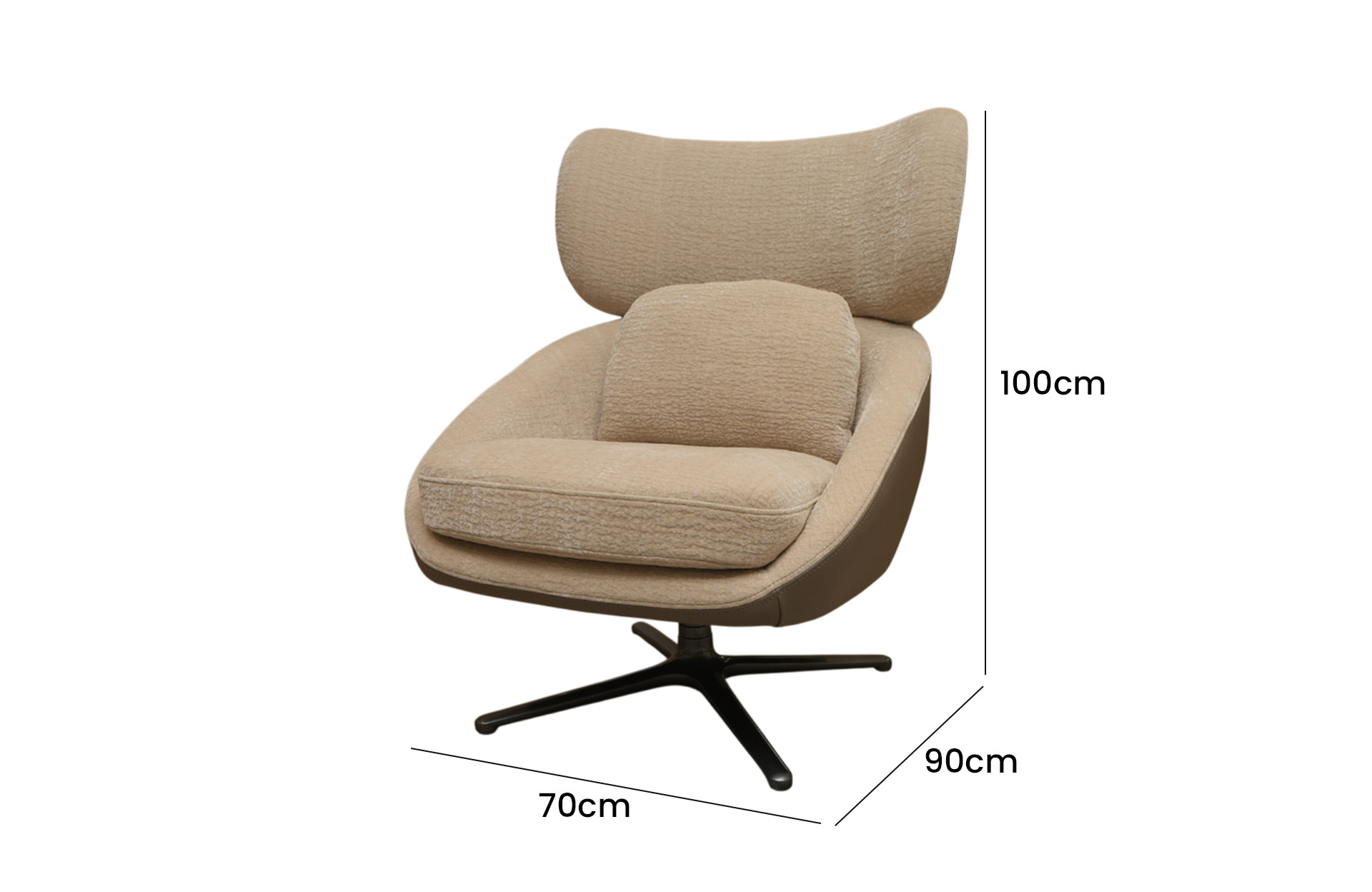 Home Decor Nido Swivel Armchair KF-A2386B Side View Size