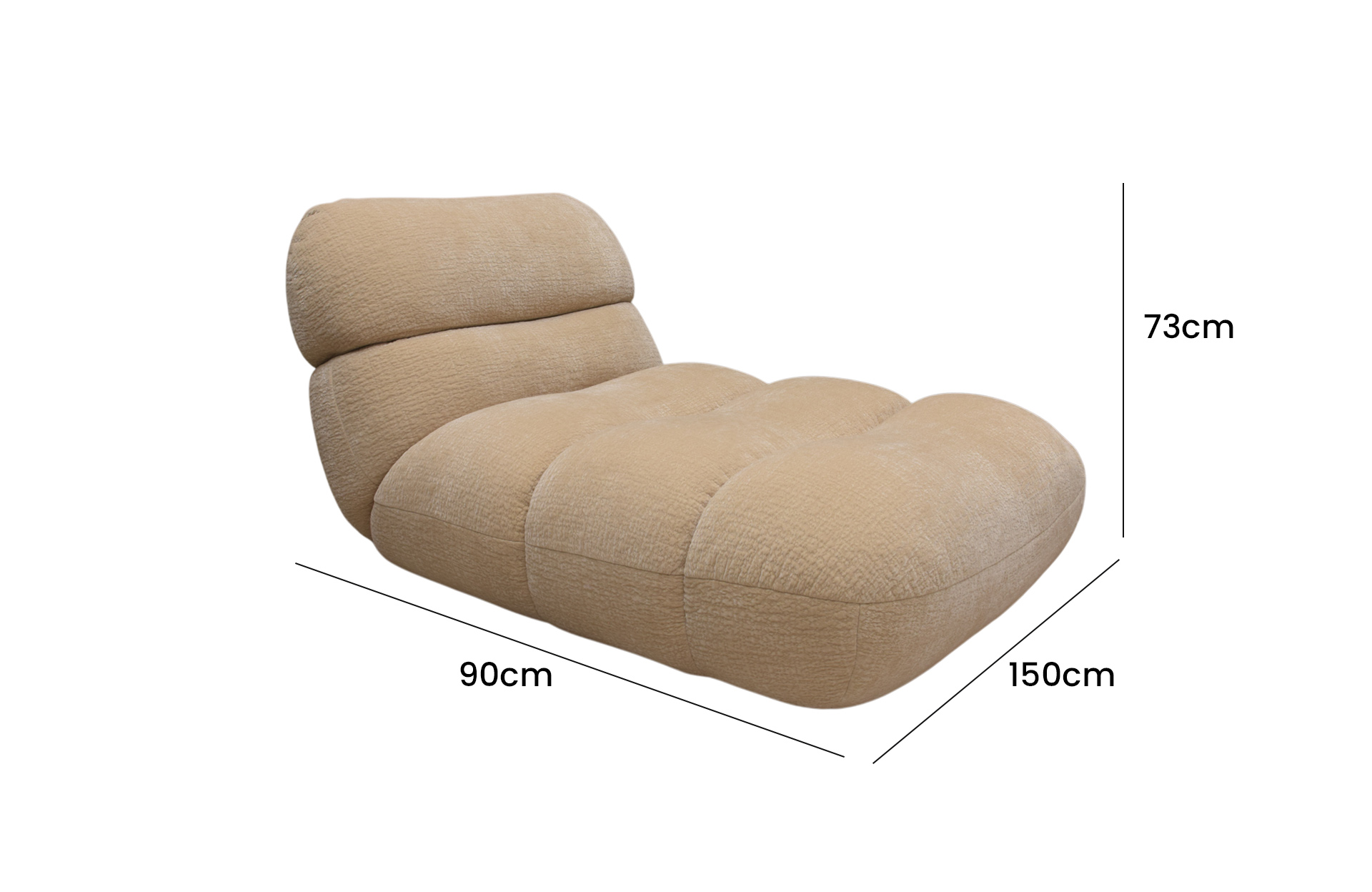 Home Decor Solace Daybed KF.8299 Side / Front View Size