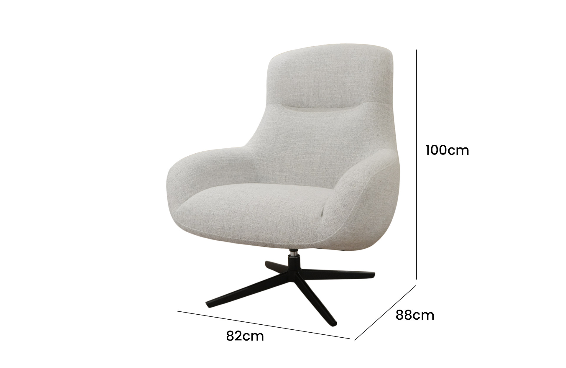 Home Decor Swell Swivel Armchair KF-A5862 Side View Size