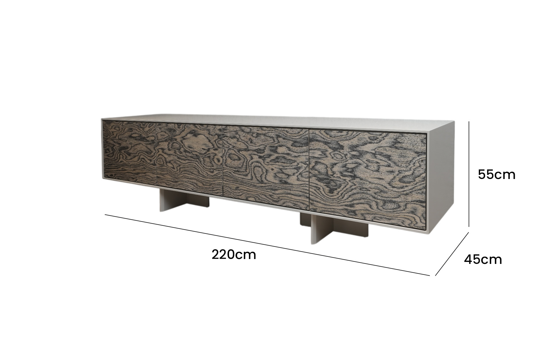 Home Decor TV Stand 072F2.2 Side View Size