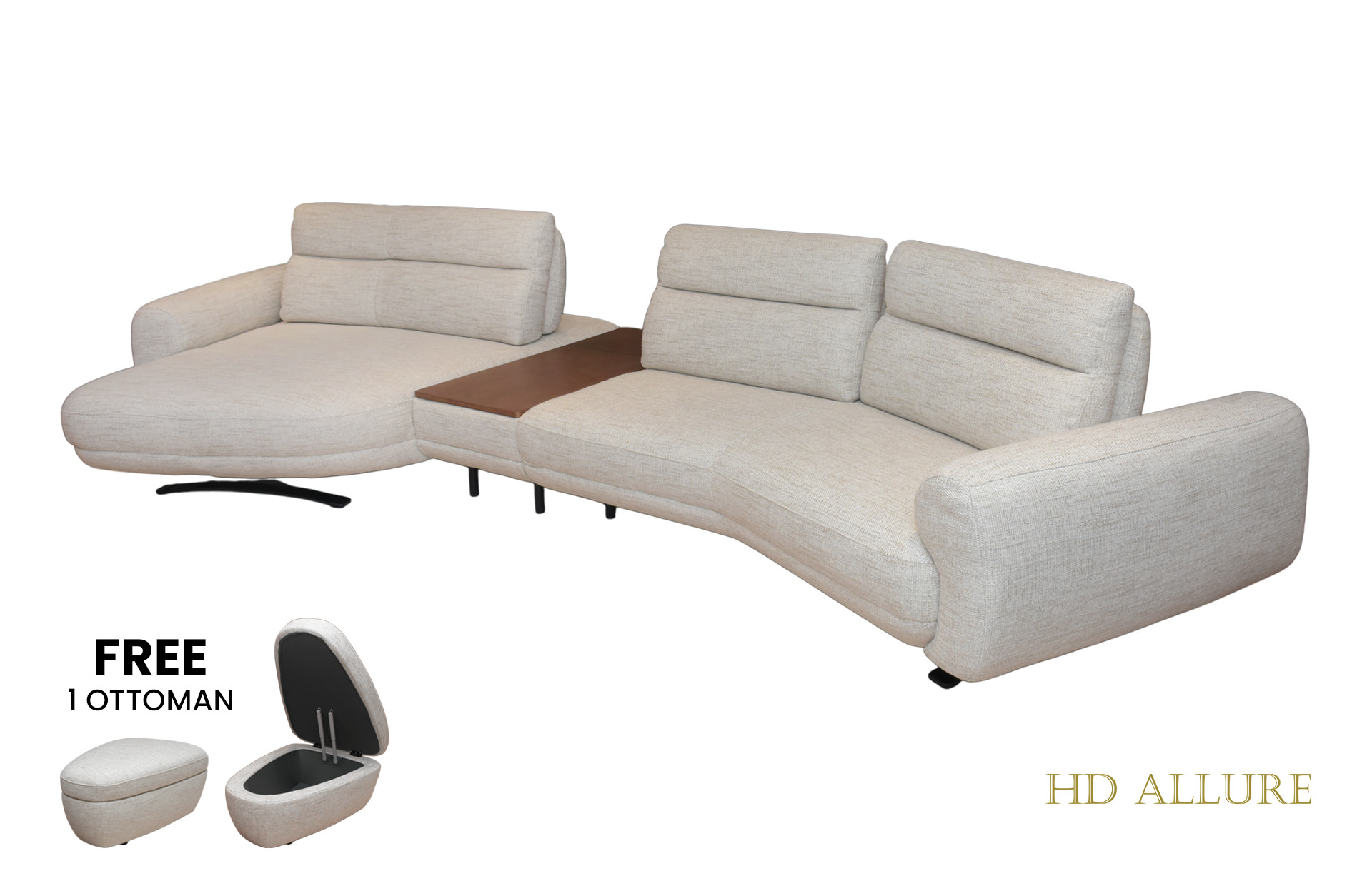 Home Decor Zion Modular Sofa KF-9100 SET Side View Free Ottoman