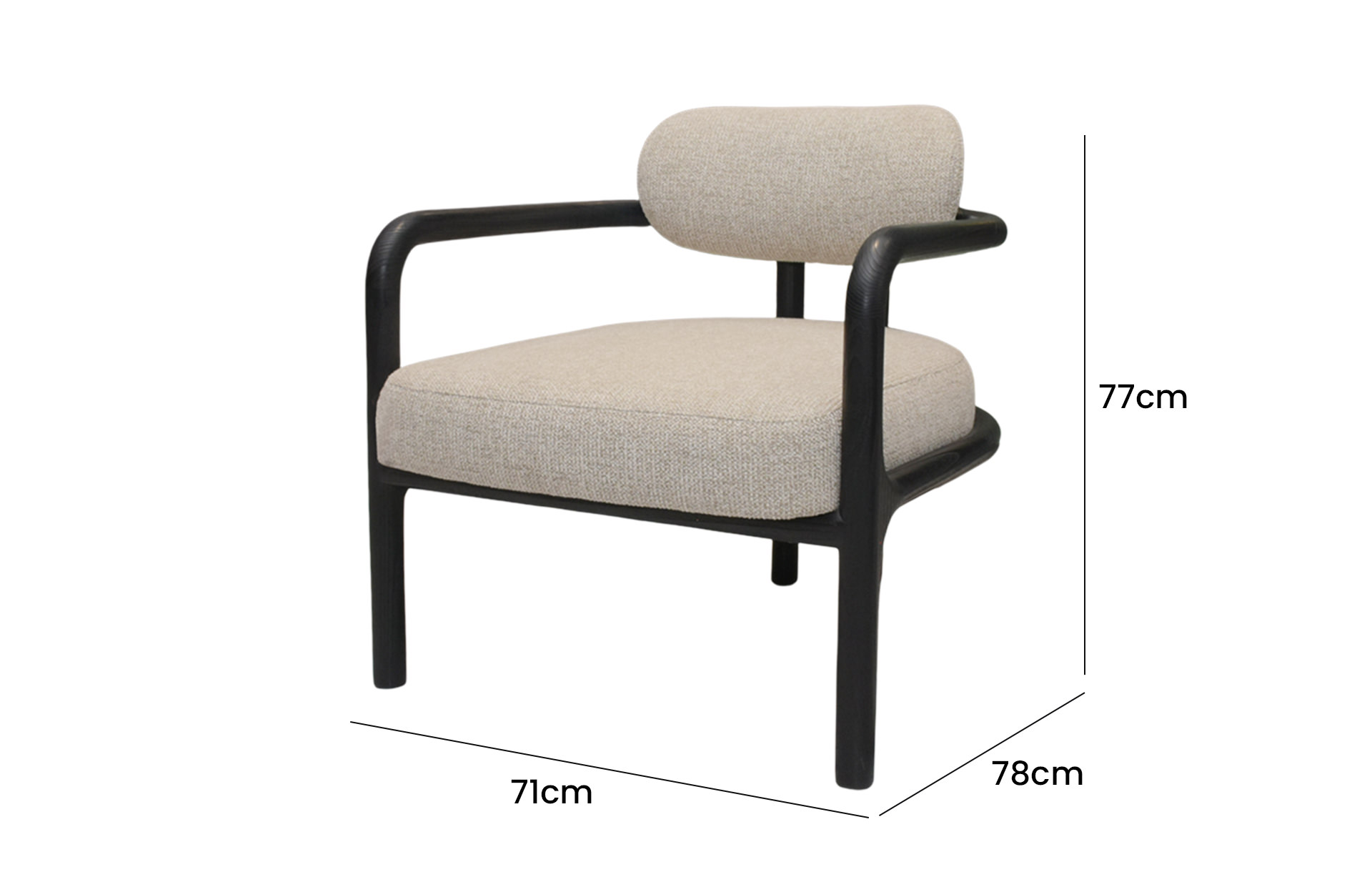 Home Decor Armchair Calvero Side View Size