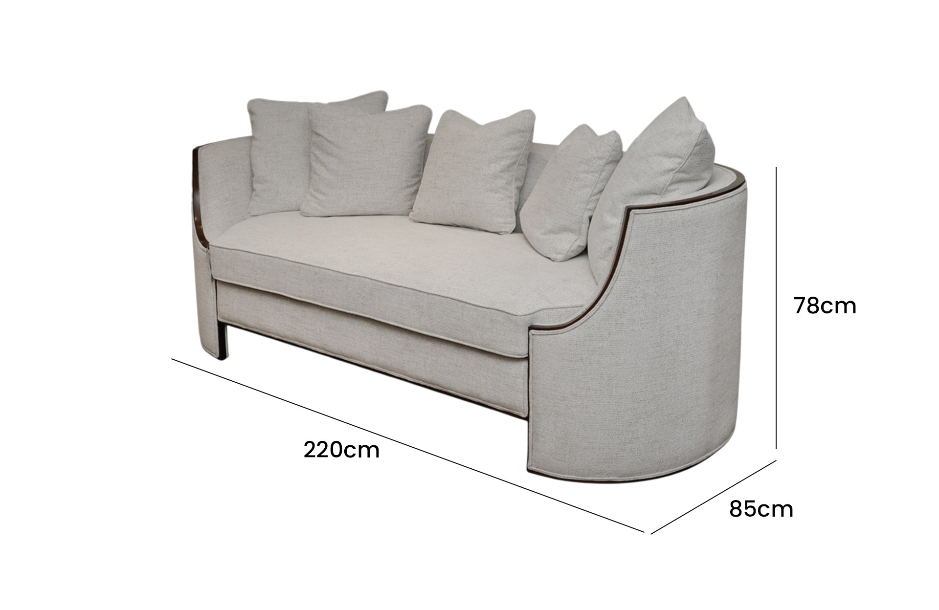 Home Decor Byron Sofa TT 301 Linen Side View Size