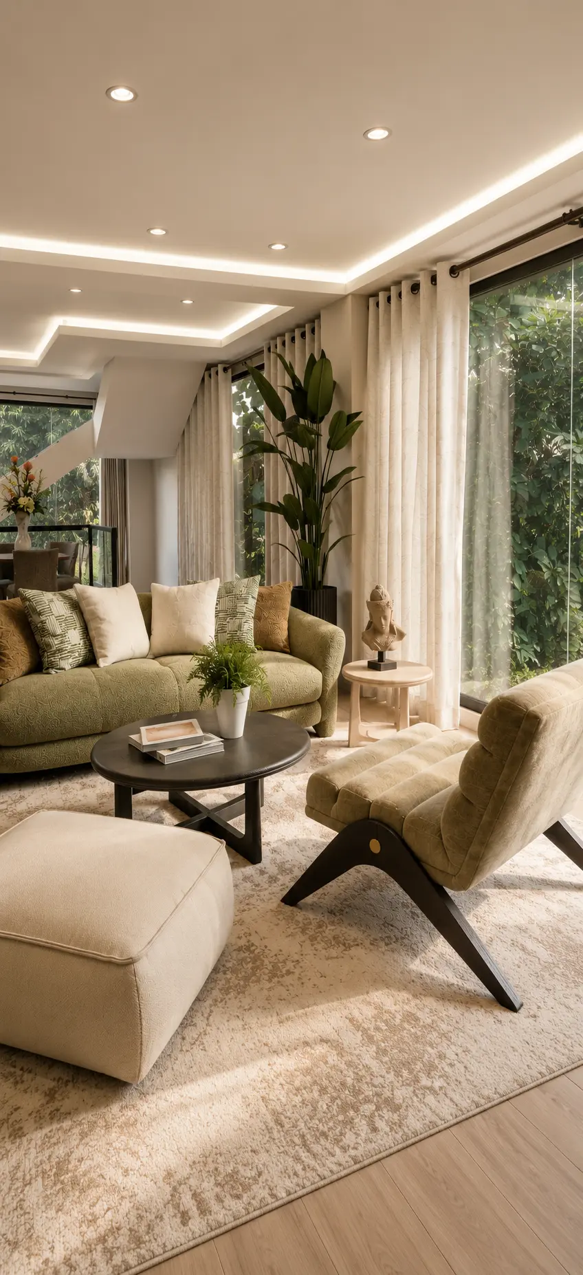 Ruang tamu elegan dengan furnitur diskon
