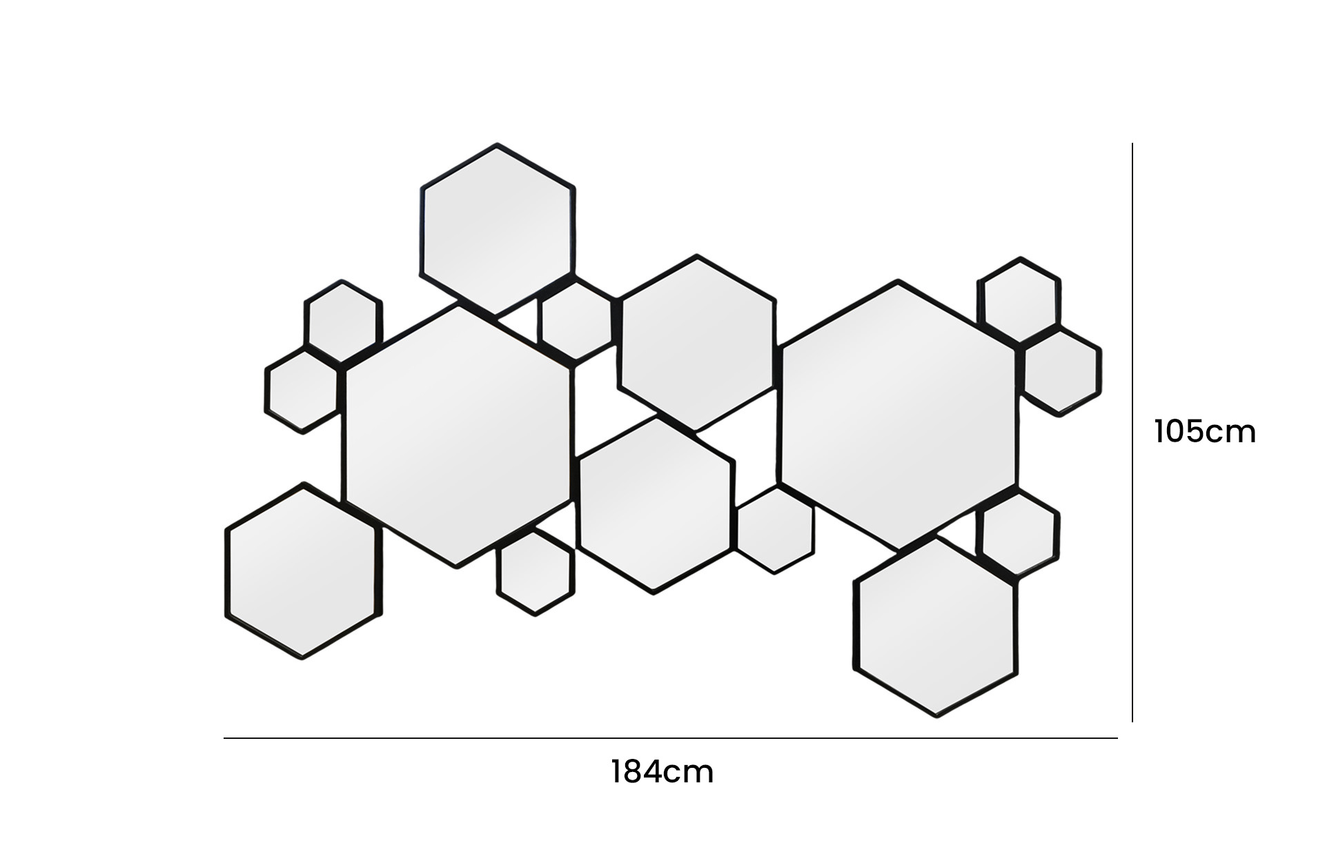 Home Decor Hexagon Mirror Front View Size