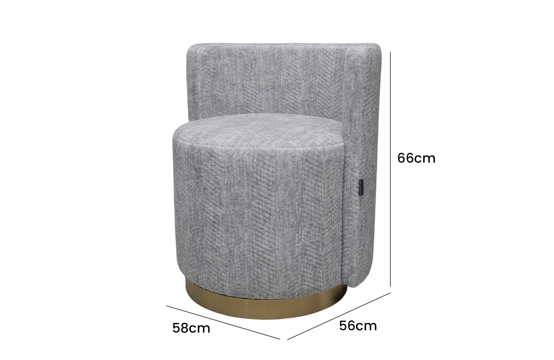 Home Decor Vanity Chair MZ Dove Side View Size