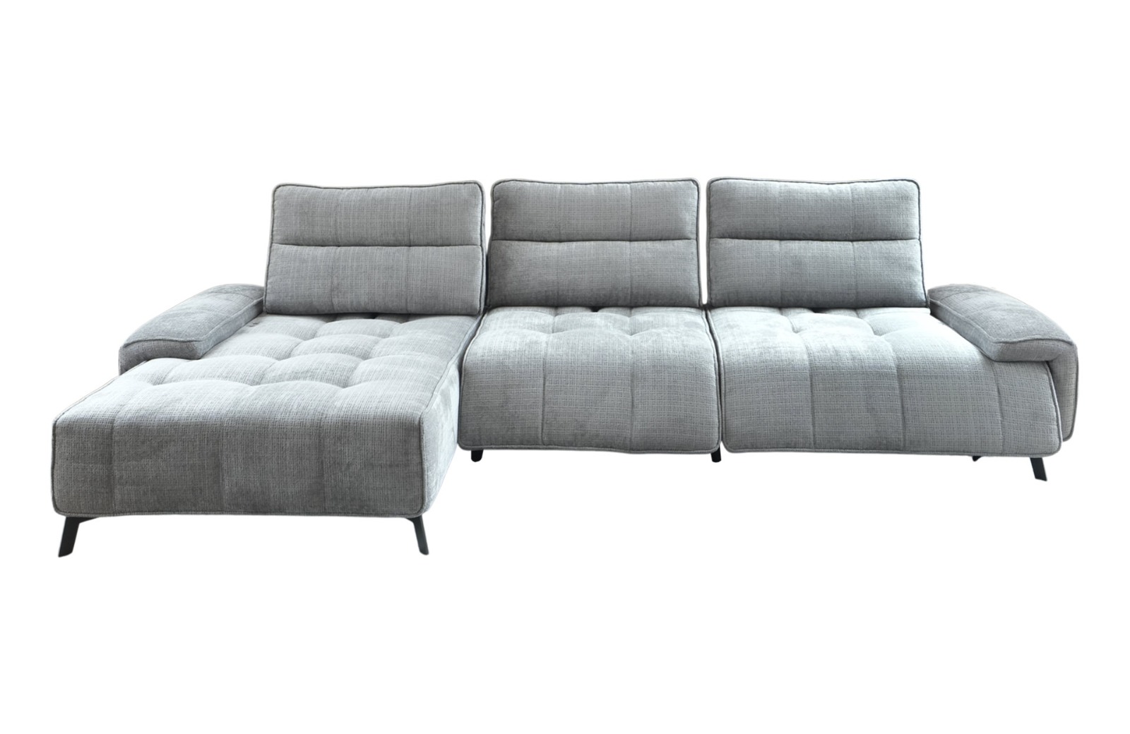Home Decor Mouna Power Recliner L Shape Sofa ( Light Gray ) Front View