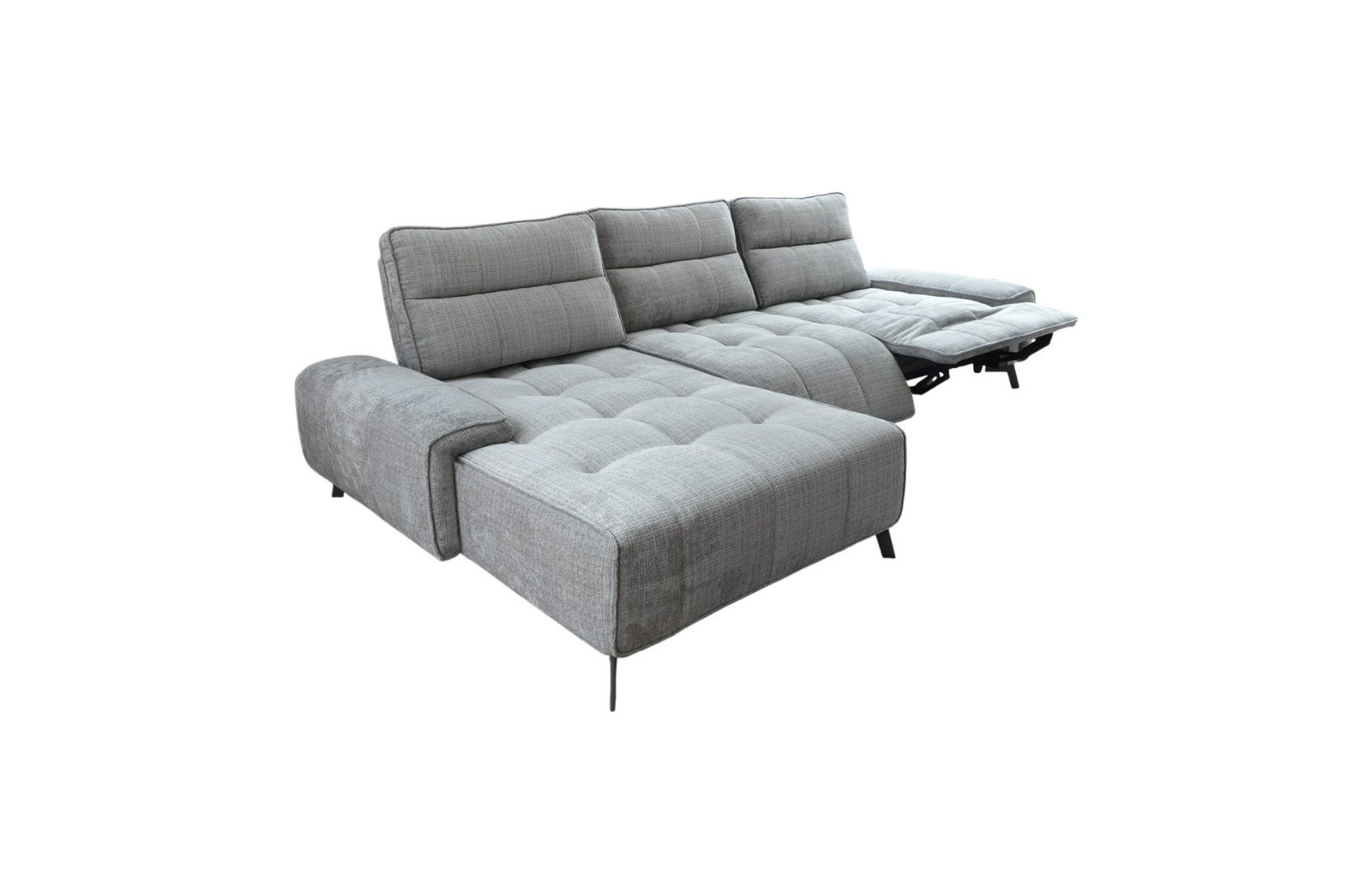 Home Decor Mouna Power Recliner L Shape Sofa ( Light Gray ) Side View 2