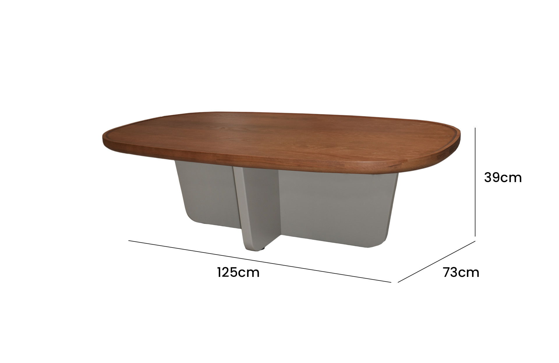 Home Decor Cambria Coffee Table L Brown SIde View Size
