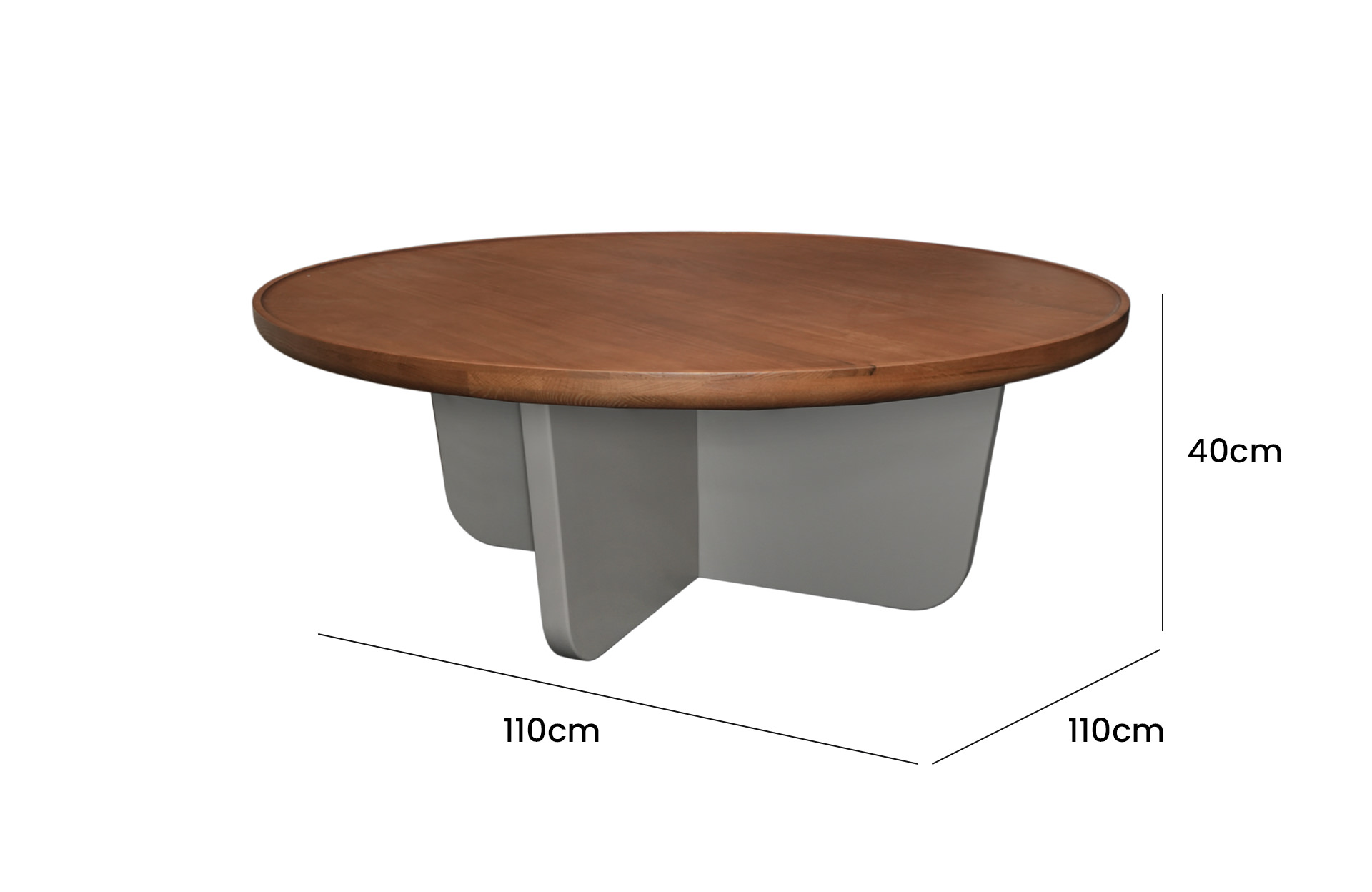 Home Decor Cambria Coffee Table M Brown Side View Size