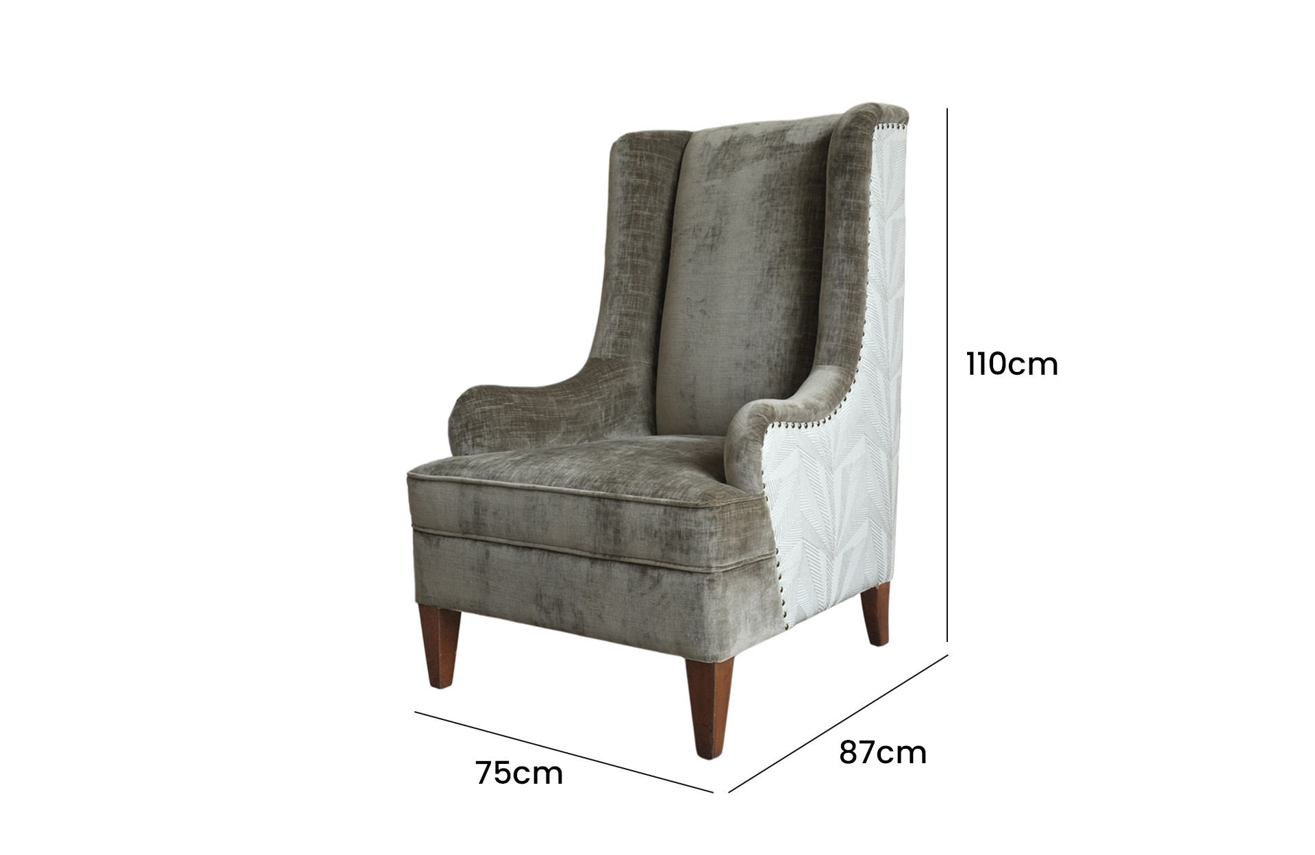 Home Decor Malden Armchair MS Bark 66368 Side View Size