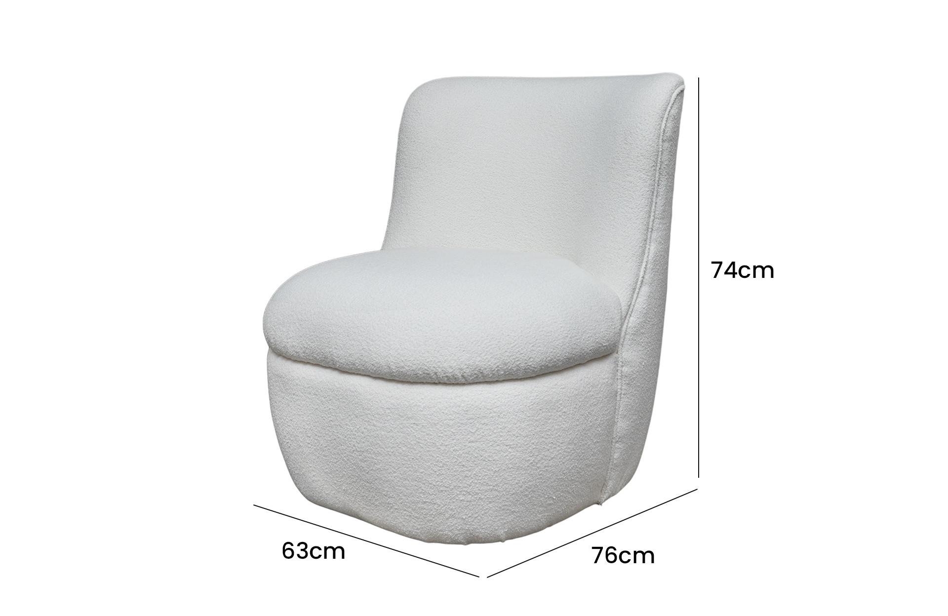 Home Decor Arm Chair Ponti Armchair Swivel AG 05 Snow Side View Size