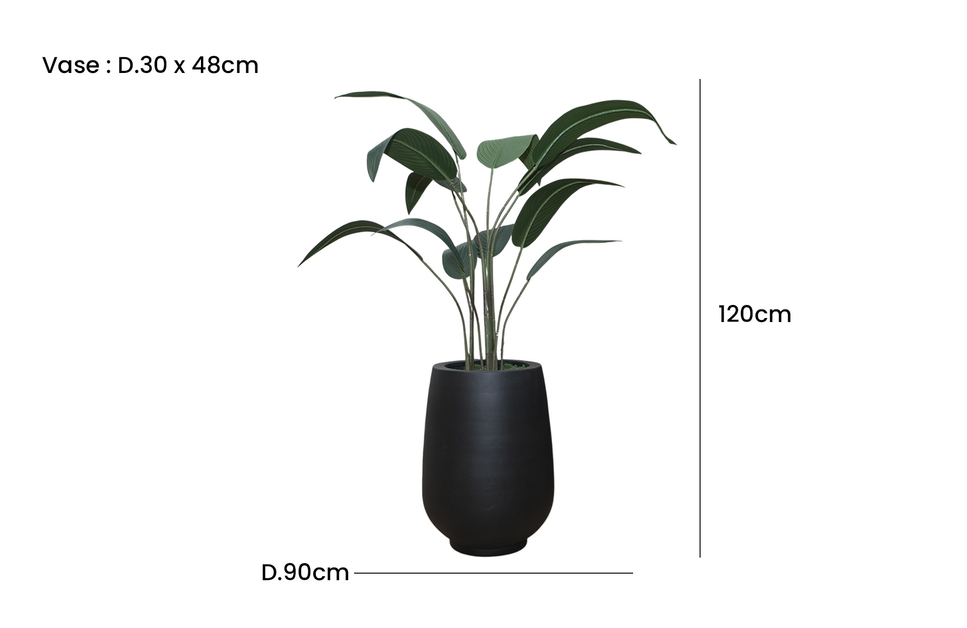 Home Decor SA11850-DS-AB Birds Of Paradise Tree in Pot,12 Leaves A Front View Size