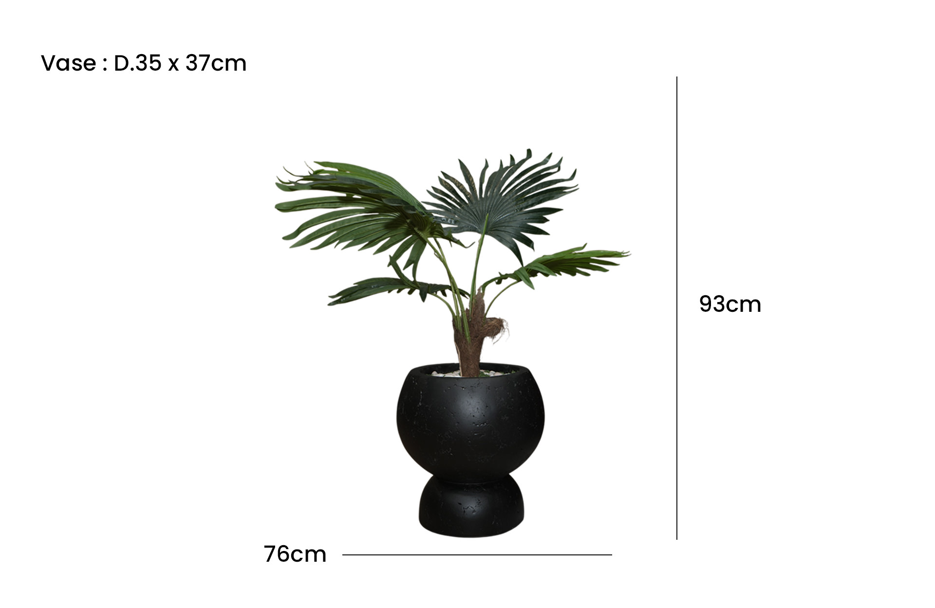 Home Decor SA11853-AB Fan Palm Tree In Pot,5 Leaves ( Doff 4 ) Front View Size