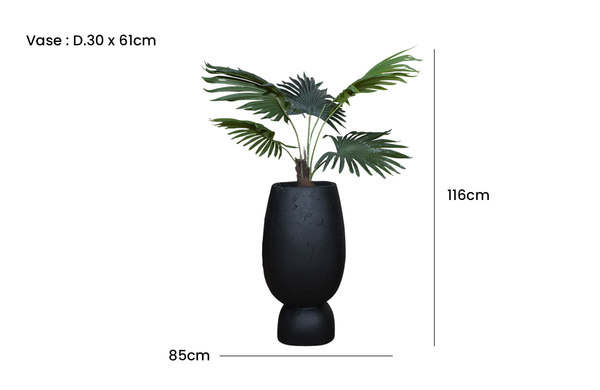 Home Decor SA11853-AB Fan Palm Tree In Pot,5 Leaves ( Doff 5 ) Front View Size
