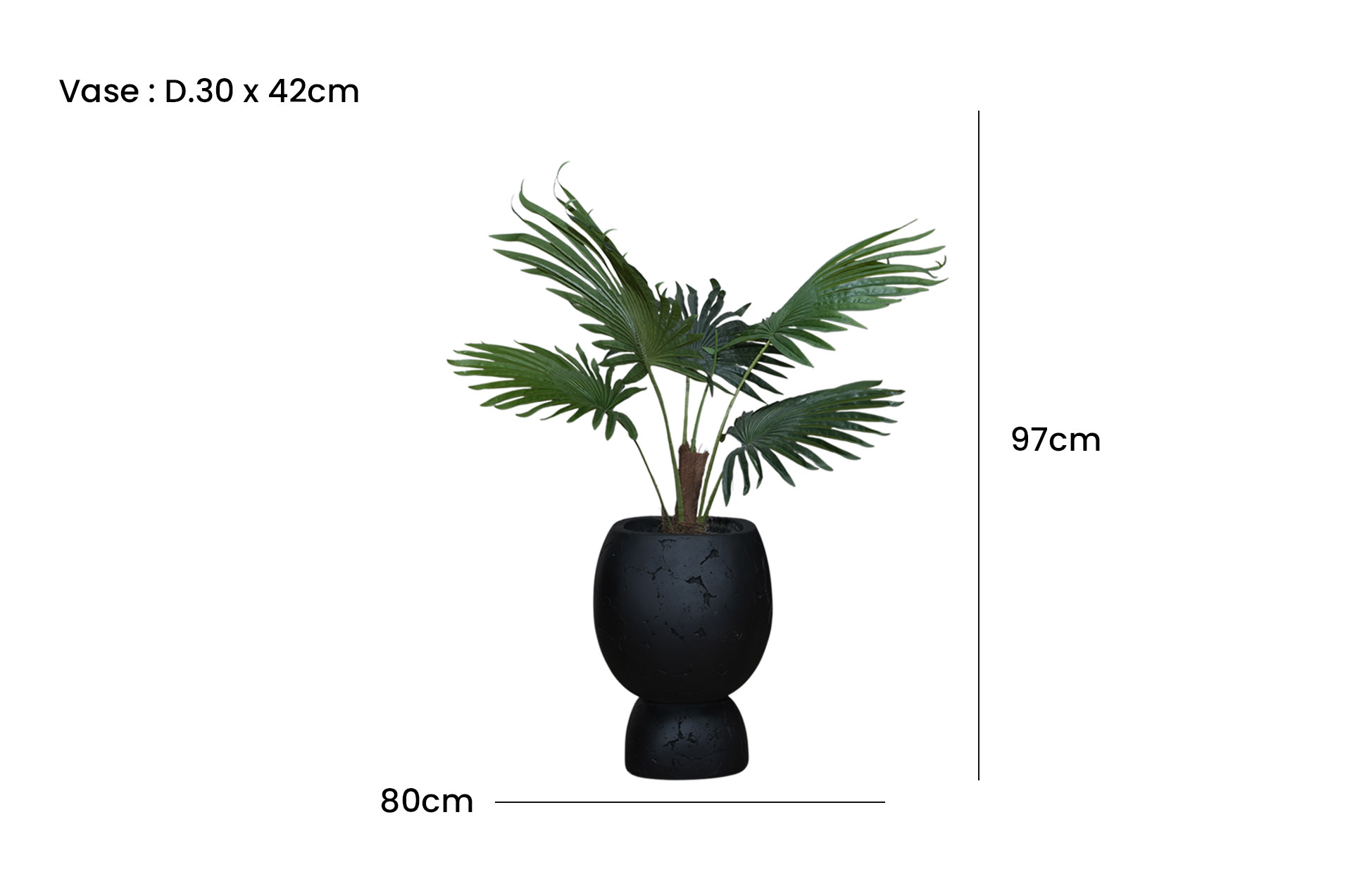 Home Decor SA11853-AB Fan Palm Tree In Pot,5 Leaves ( Doff 6 ) Front View Size